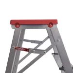 Banqueta Escada Alumínio 3 Degraus 0,65m 120kg Prata e Vermelho Reisam - Imagem 4