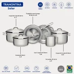 Jogo de Panelas Tramontina Solar em Aço Inox com Fundo Triplo e Tampas de Inox 6 Peças - Imagem 3